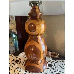 Antique Parquetry Wooden Table Lamp